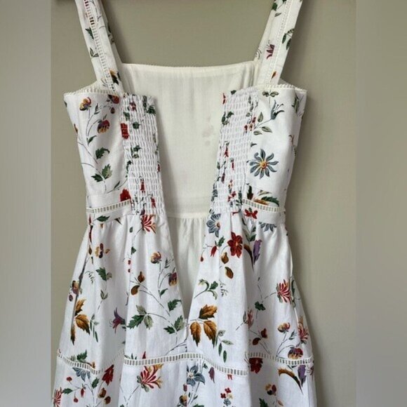 NEW Reformation Everett Linen Midi Dress Corsini White Multi Floral | US 0 UK 4 - Picture 9 of 16